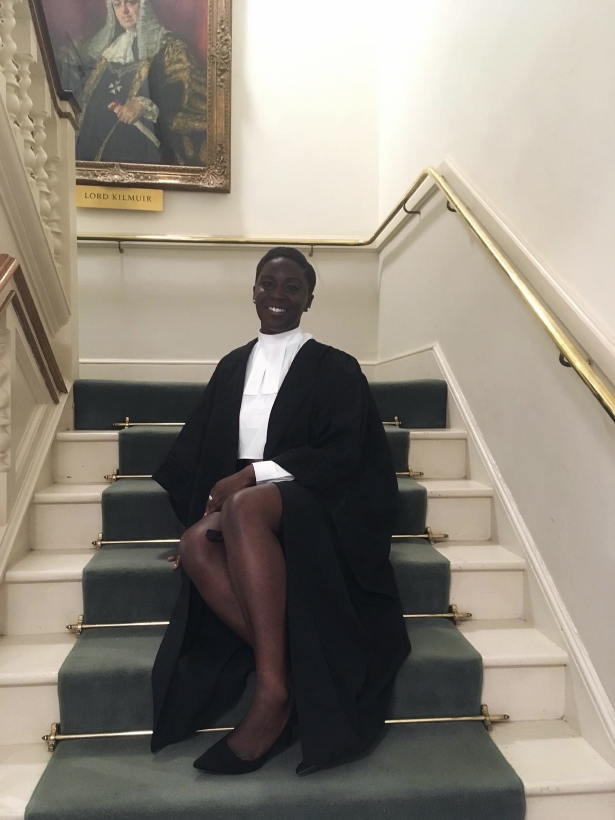 Karen Safo-Barnieh seated in barrister dress after being called to the Bar